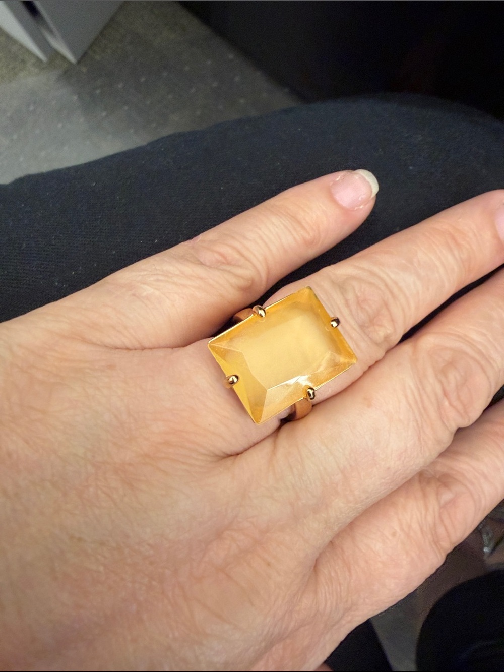kate spade Gold-Tone Ring with Rectangular Honey Stone